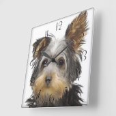 Großartiger Yorkshire Terrier Quadratische Wanduhr (Winkel)
