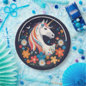 Großartiges Einhorn und Blume auf der Marine Pappteller (Party)