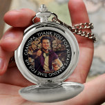 Großartiges Foto und Dankeschön Personalisierte Na Taschenuhr<br><div class="desc">Erstellen Sie Ihre eigene Taschenuhr für Großvater, mit Ihrem eigenen Foto und einer benutzerdefinierten Nachricht. Die Vorlage ist für Sie bereit, um Ihr eigenes Foto hinzuzufügen und Sie können die Formulierung anpassen, wenn Sie möchten. Der Wortlaut lautet derzeit "Opa, danke, dass du immer Zeit für mich gemacht hast". Ein schönes...</div>