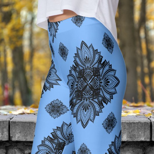 Großartiges französisches Blaues Mandela-Muster Leggings