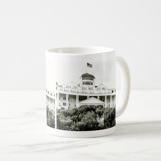 Großartiges Hotel, Mackinac Insel, Schwarzweiss Kaffeetasse (VorderseiteRechts)