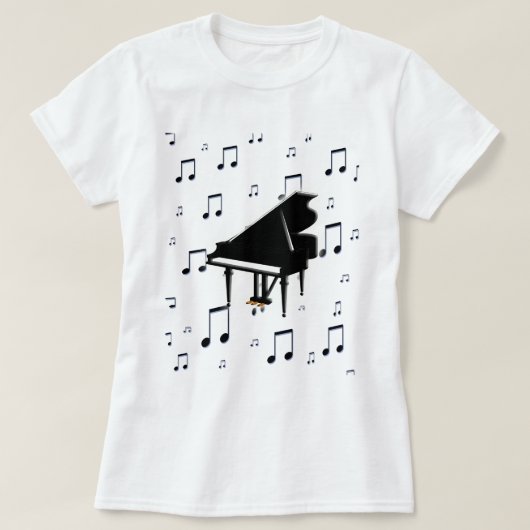 Großartiges Klavier und Musiknoten T-Shirt (Design vorne)