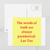 großartiges Lao Tzu Zitat Postkarte (Vorne/Hinten)