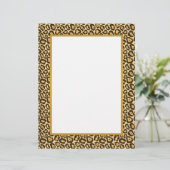 Großartiges Leopard Print Border Stationery - Gold (Stehend Vorderseite)