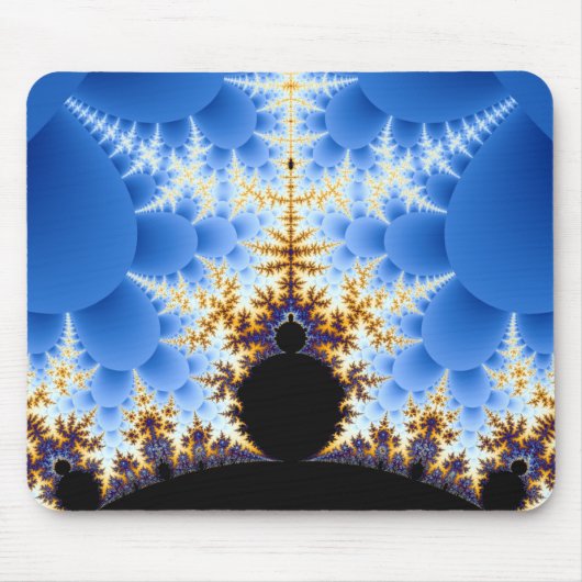 Großartiges Mandelbrot Blue Black Gold Fraktal Mousepad (Vorne)