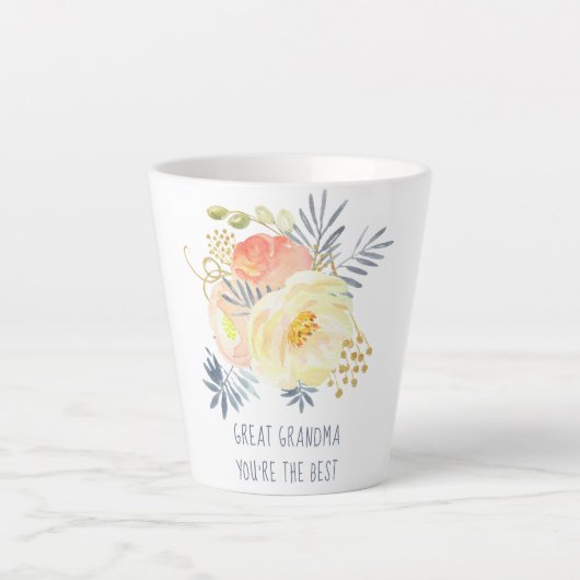 Großartiges Oma Sie sind das beste Peach Bouquet Milchtasse (Vorderseite)