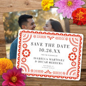 Großartiges Papel Picado Foto Warm Red Wedding Save The Date