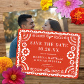 Großartiges Papel Picado Foto Warm Red Wedding Save The Date