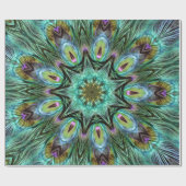 Großartiges Pfau-Feder-Kaleidoskop-Party Geschenkpapier (Flach)