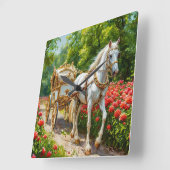 Großartiges Pferd und Beförderung Quadratische Wanduhr (Winkel)