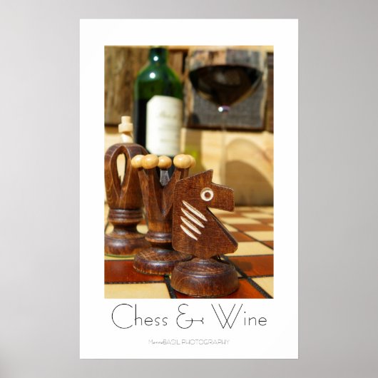 Großartiges Schach & Weinposter! Poster (Vorne)
