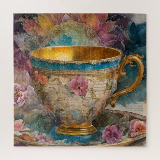 Großartiges Teacup Mixed Media Painting Puzzle (Vertikal)