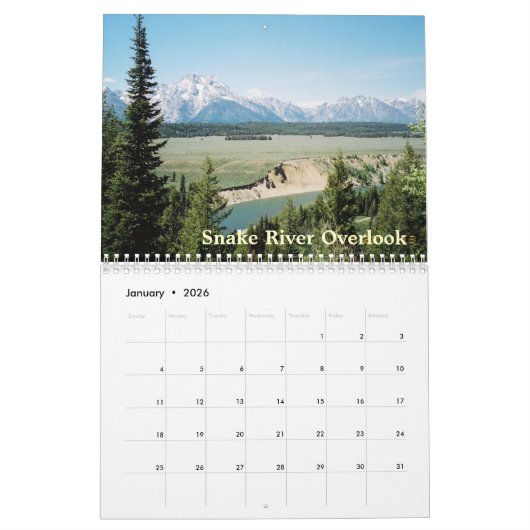 Großartiges Tetons von Yellowstone-Kalender Kalender (Jan 2026)