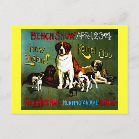 Großartiges Vollfarbenposter 1890 Vintager Hunde Postkarte (Vorderseite)