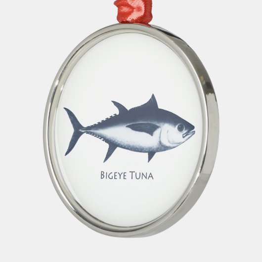 Großauge-Thunfisch-Logo Silbernes Ornament (Links)