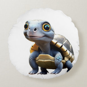 Großäugige Babyschildkröte Rundes Kissen