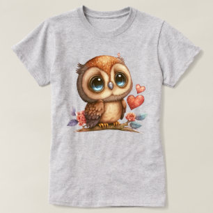 Großäugige Blaue Eule Auf Ast Grafik T-Shirt