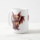 Großäugige Halloween-Fledermaus-Maskottchenfigur � Kaffeetasse (Vorderseite Links)