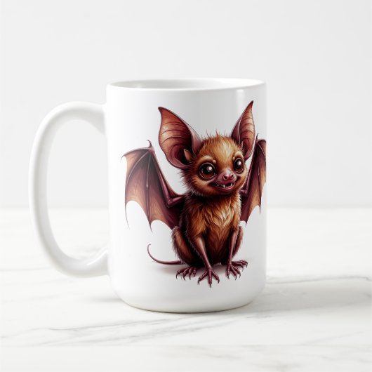 Großäugige Halloween-Fledermaus-Maskottchenfigur � Kaffeetasse (Links)