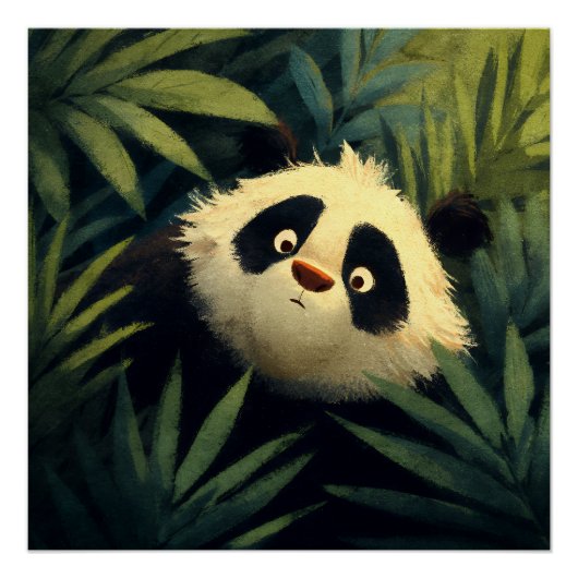 Großäugiger Panda Laub Blick Poster (Vorderseite)