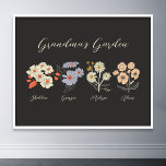 Großblütengarten 4 Name Vintag Blütenblüte Poster<br><div class="desc">Die Gartengarten Blume und die Enkelkinder Name Custom Throw Kissen ist eine reizvolle Mischung aus Vintagem Charme und personalisierter Wärme. Dieses individuelle Kissen ist die perfekte Ergänzung zu den Oasen jeder Großmutter und bringt die Schönheit eines botanischen Gartens direkt in ihre Zuhause. Dieses Kissen mit einer atemberaubenden Vintagen Blume, die...</div>