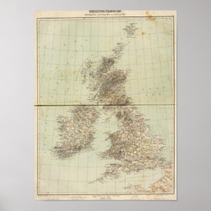 Großbritannien-Atlas-Karte Poster
