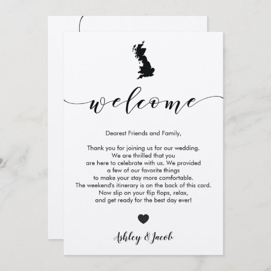 Großbritannien - Begrüßungsbrief und -reise Programm (Vorne/Hinten)