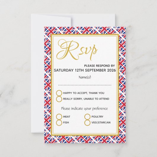 Großbritannien GROSSBRITANNIEN Custom Wedding RSVP Karte (Vorderseite)