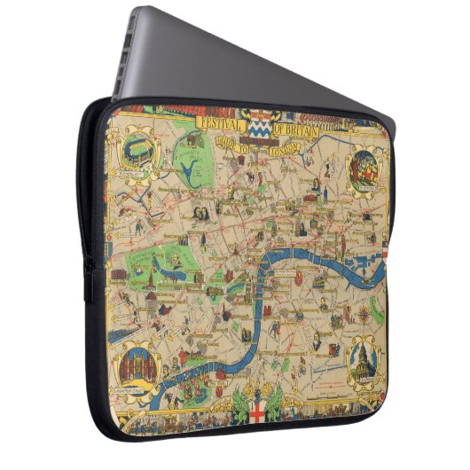 Großbritannien: Leitfaden zu London Map Laptopschutzhülle (Vorne Rechts)