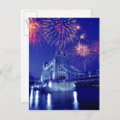 Großbritannien, London. Feuerwerke über dem Turm Postkarte (Vorne/Hinten)