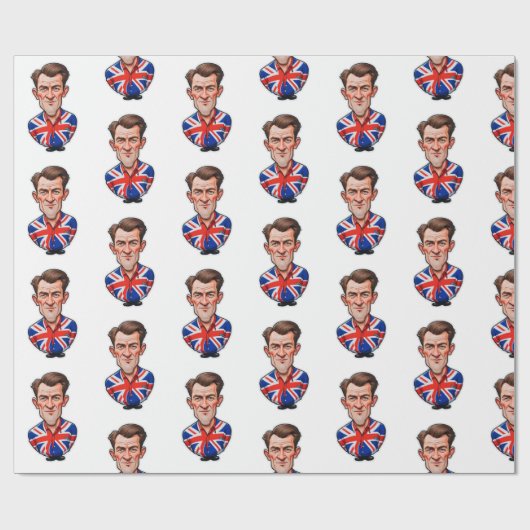 Großbritannien Männerkarikatur mit Flagge der Unio Geschenkpapier (Flach)