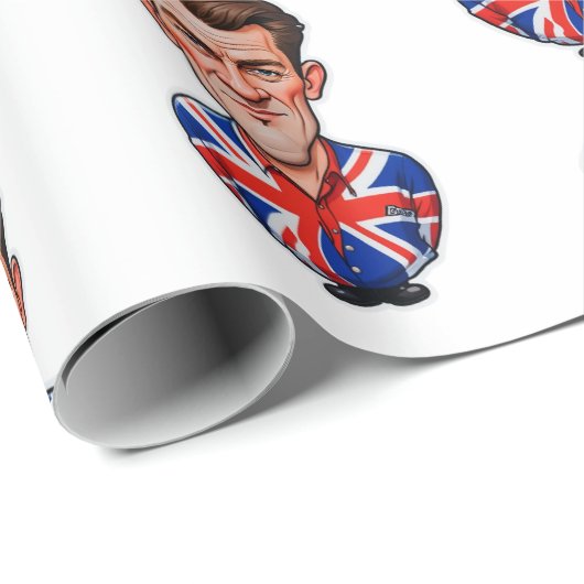 Großbritannien Männerkarikatur mit Flagge der Unio Geschenkpapier (Rolleneckpunkt)