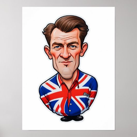 Großbritannien Männerkarikatur mit Flagge der Unio Poster (Vorne)