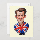 Großbritannien Männerkarikatur mit Flagge der Unio Postkarte (Vorne/Hinten)
