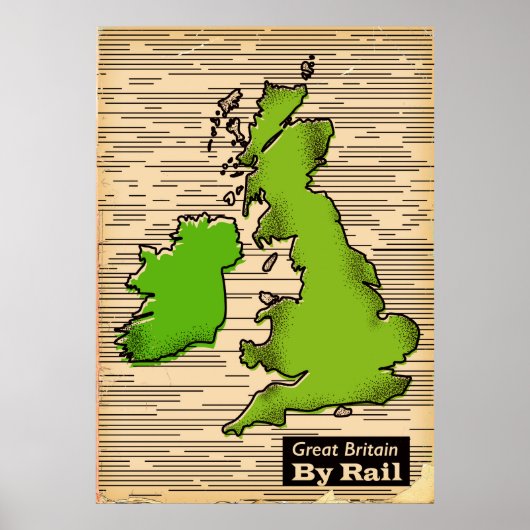 Großbritannien mit Eisenbahnfahrplakat Poster (Vorne)