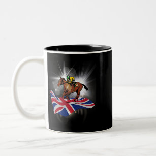 Großbritannien rennt Pferde. Für Pferdefans Zweifarbige Tasse