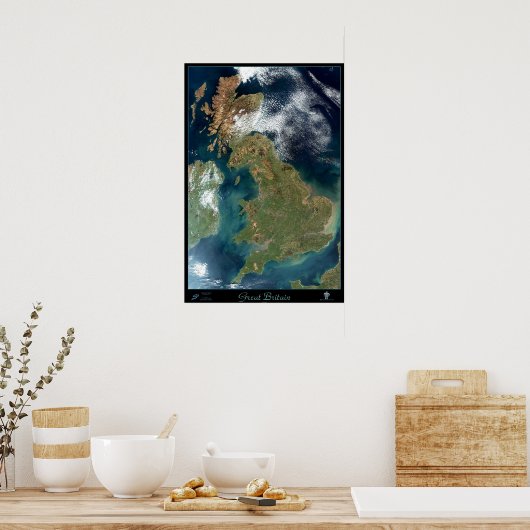 Großbritannien-Satellitenposter Poster (Küche)