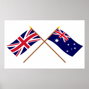 Großbritannien und Australien gekreuzte Flaggen Poster