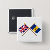 Großbritannien und Barbados gekreuzte Flaggen Button (Vorne & Hinten)