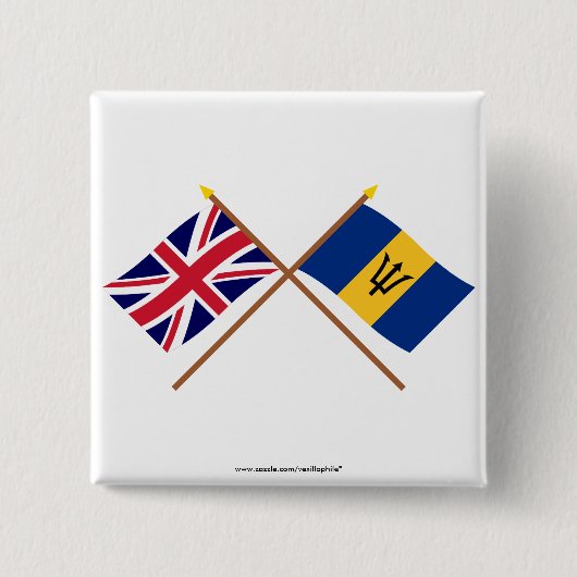 Großbritannien und Barbados gekreuzte Flaggen Button (Vorderseite)