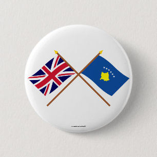 Großbritannien und Kosovo gekreuzte Flaggen Button