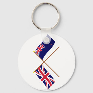 Großbritannien und Neuseeland gekreuzte Flaggen Schlüsselanhänger