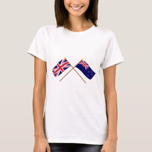 Großbritannien und Neuseeland gekreuzte Flaggen T-Shirt