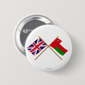 Großbritannien und Oman gekreuzte Flaggen Button (Vorne & Hinten)