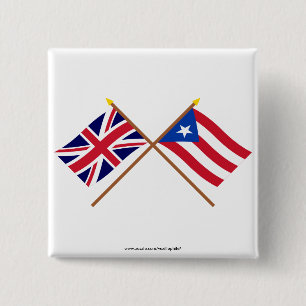 Großbritannien und Puerto Rico gekreuzte Flaggen Button