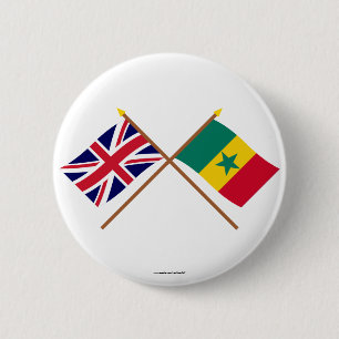 Großbritannien und Senegal gekreuzte Flaggen Button