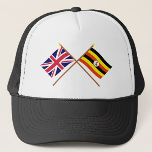 Großbritannien und Uganda gekreuzte Flaggen Truckerkappe