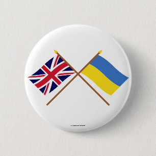 Großbritannien und Ukraine gekreuzte Flaggen Button