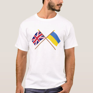 Großbritannien und Ukraine gekreuzte Flaggen T-Shirt