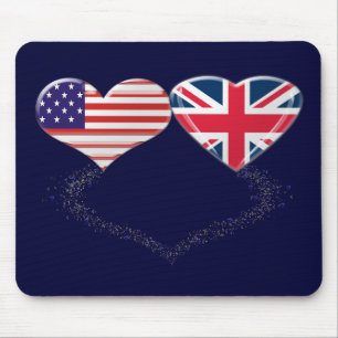 Großbritannien- und USA-Herz-Flagge und Mousepad